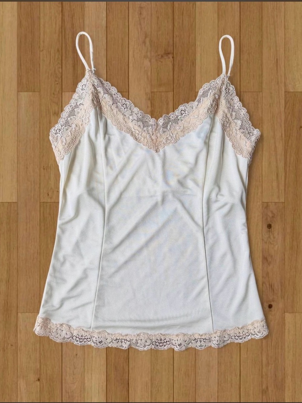 Victoria's Secret Cream Lace-Trim Camisole with Blush Trim